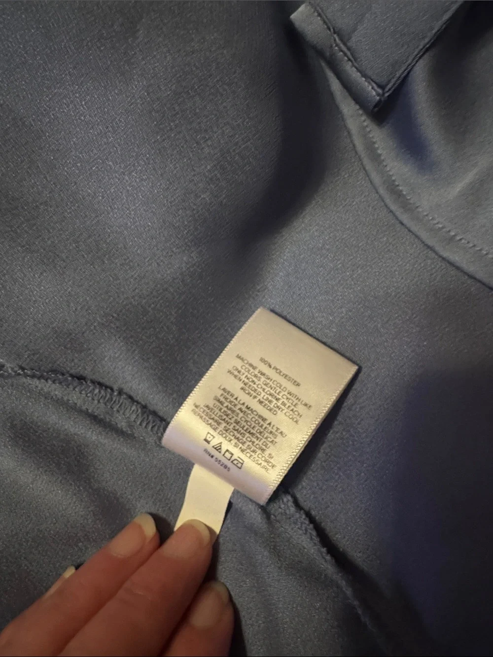 Express Silky Slate Blue Button-Up Blouse - Picture 5 of 7